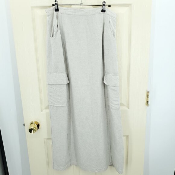 Together Linen-Blend Cargo Pocket Midi Skirt 10 Natural/Tan - Picture 1 of 14